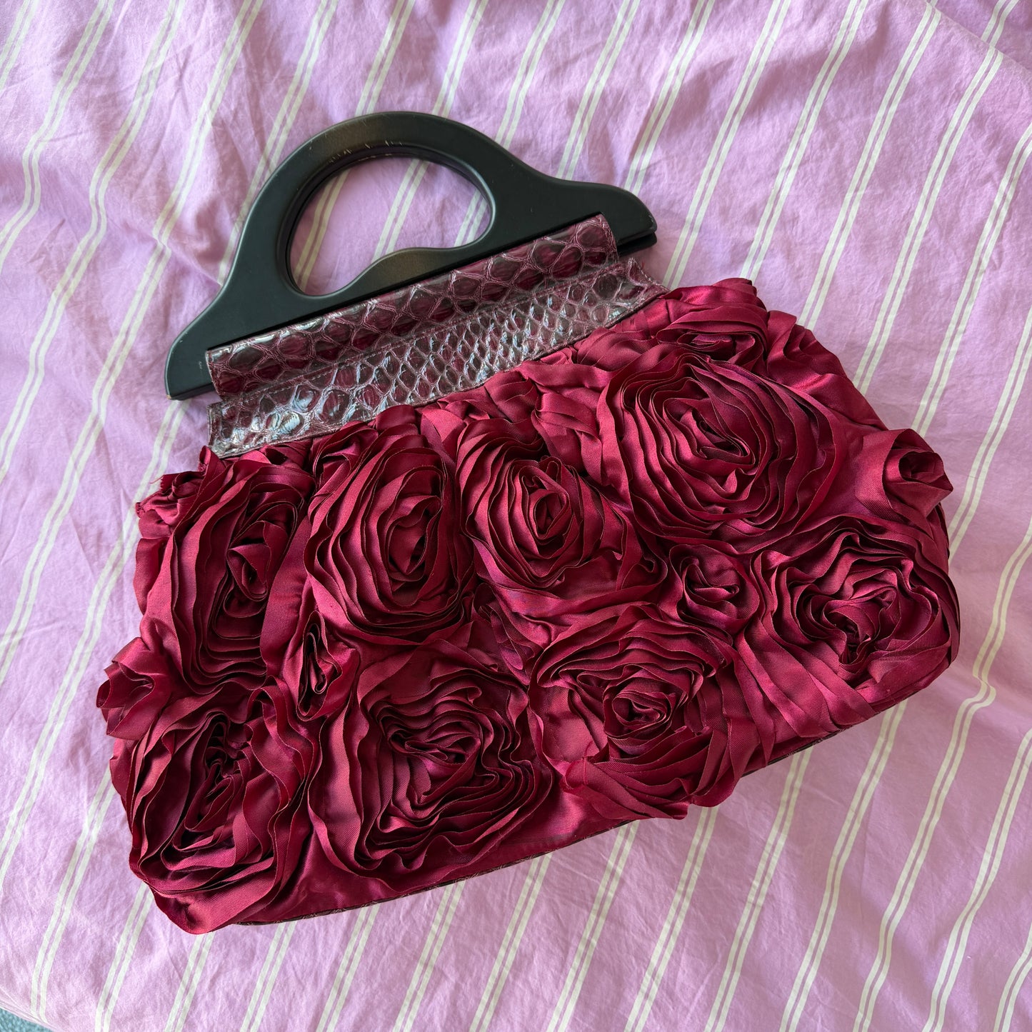 Sac à main bourgogne fleurs