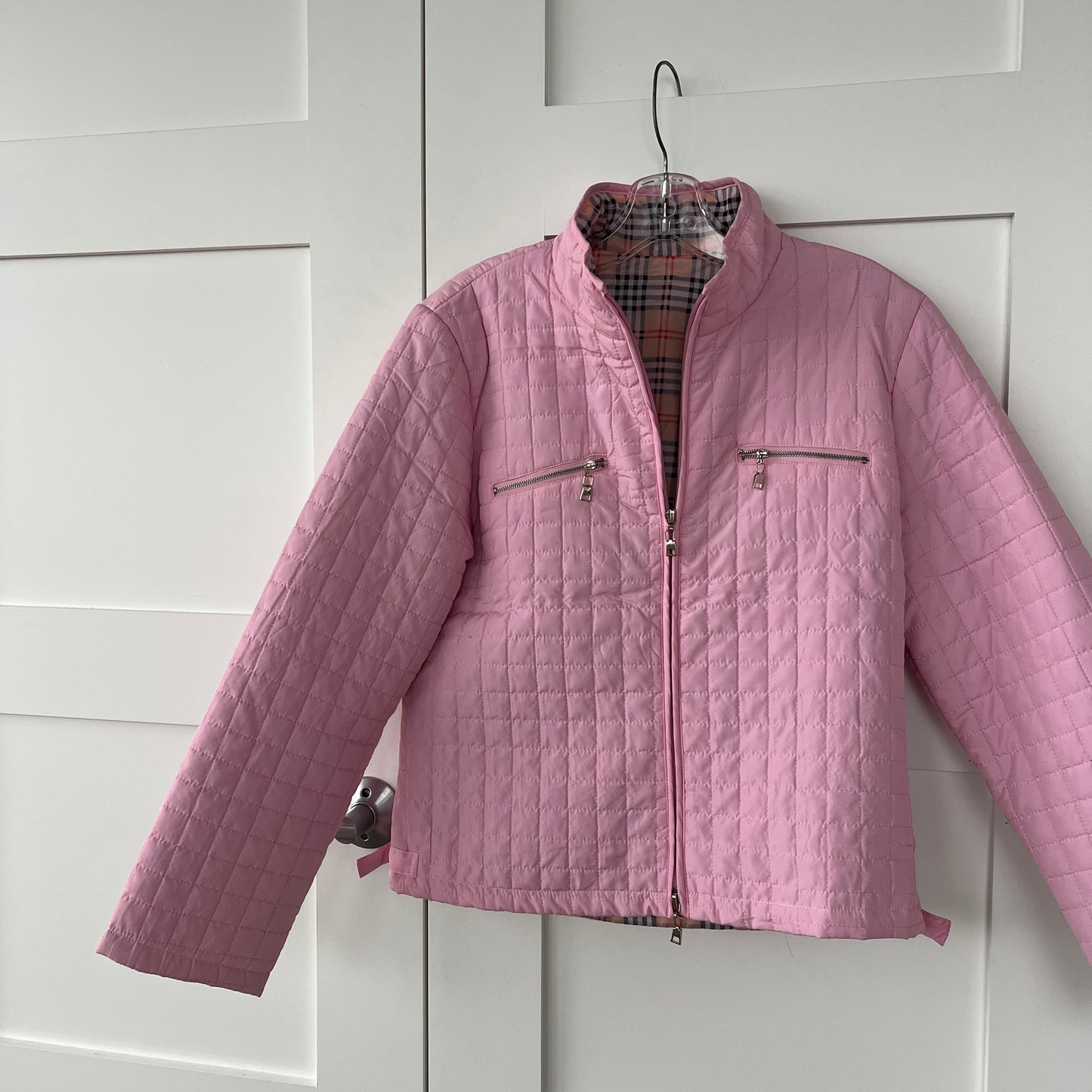 Manteau rose matelassé