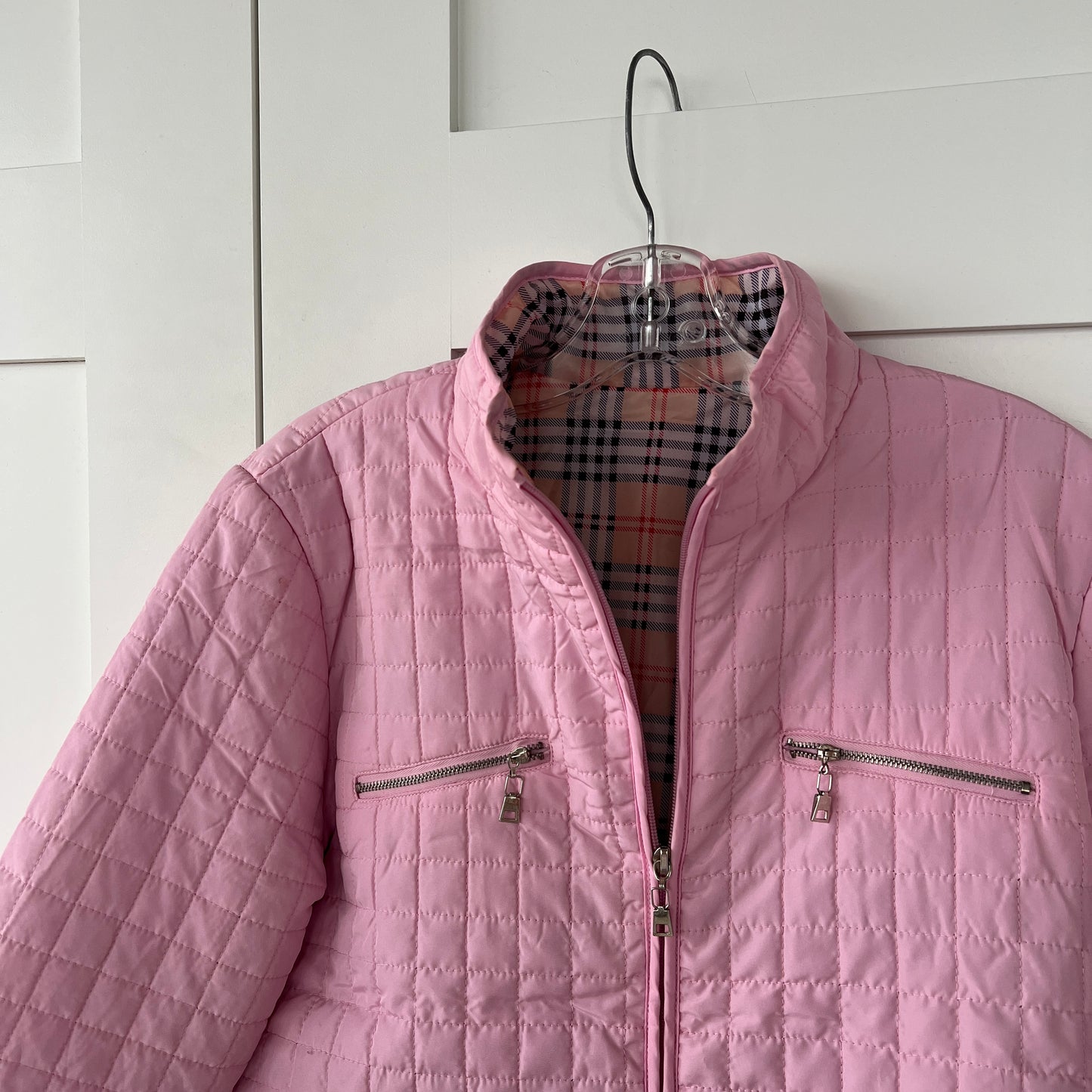 Manteau rose matelassé