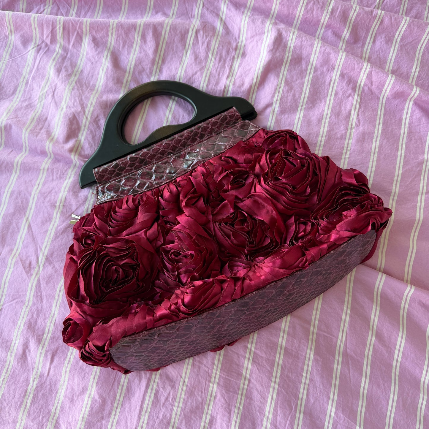 Sac à main bourgogne fleurs