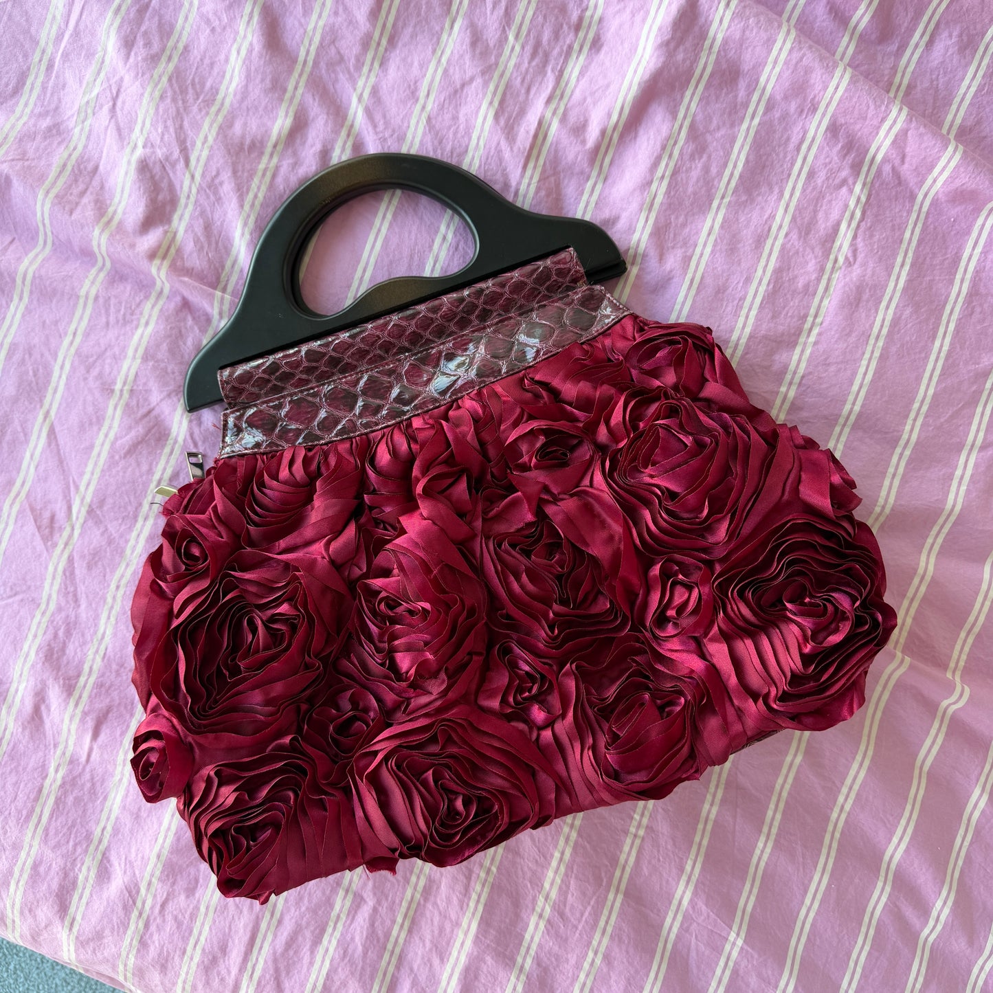 Sac à main bourgogne fleurs