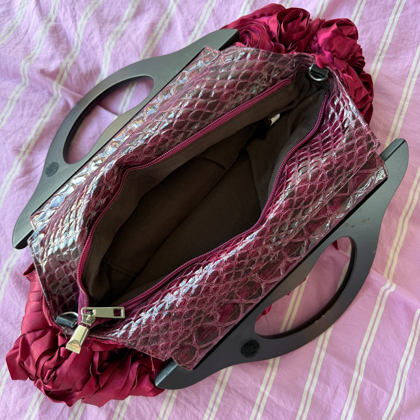 Sac à main bourgogne fleurs