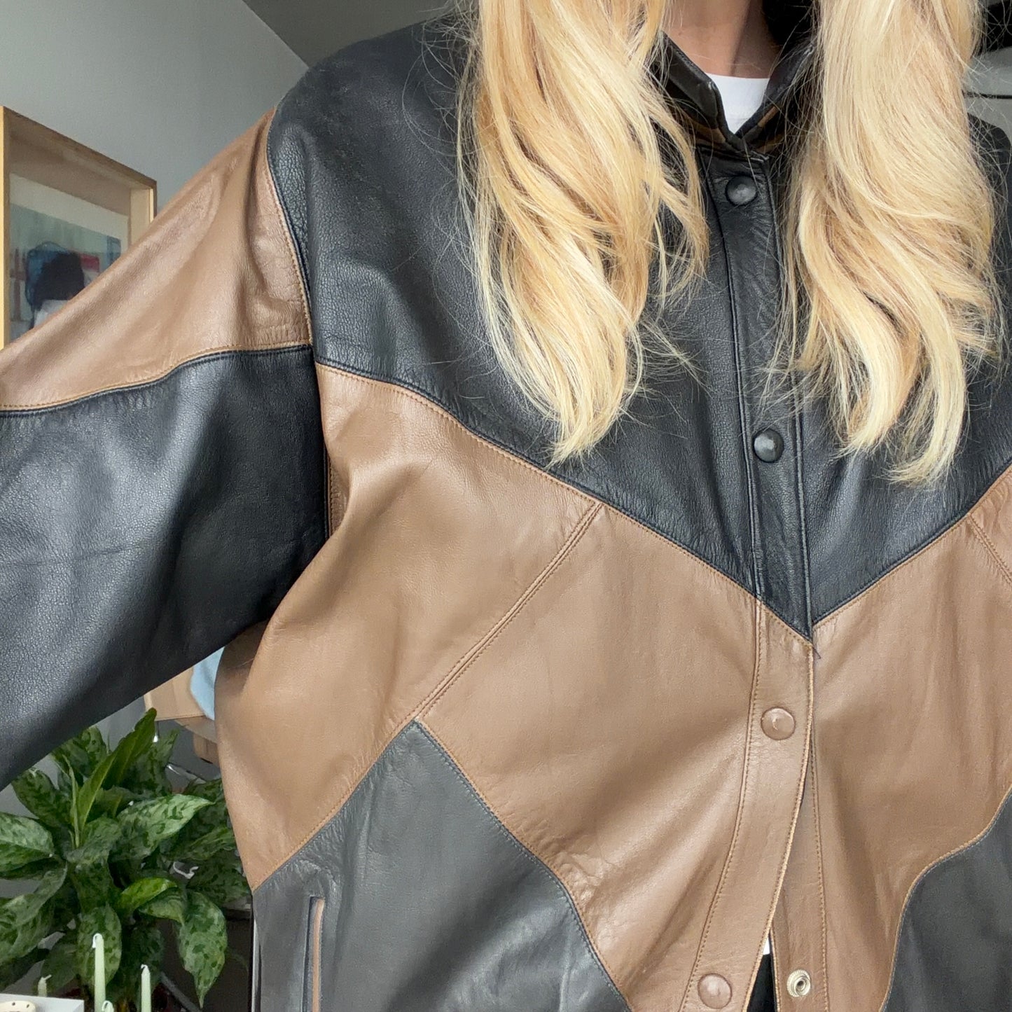 Manteau de cuir 3 tons