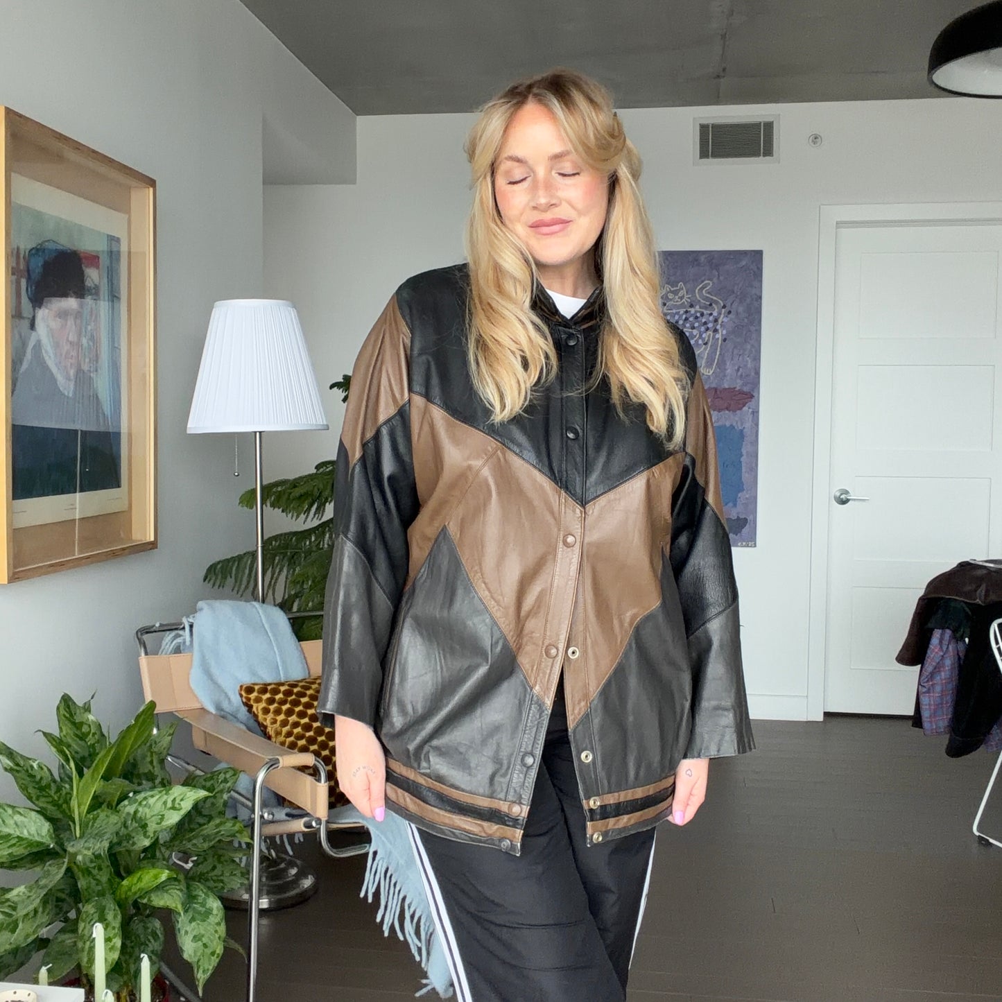 Manteau de cuir 3 tons